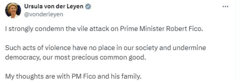 Leyen: Başbakan Fico’ya yapılan saldırıyı kınıyorum